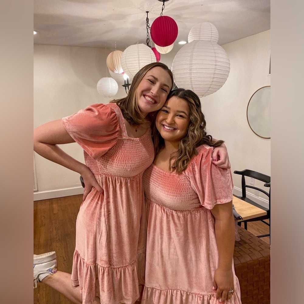 UMGEE Pink Velvet Smocked Dress